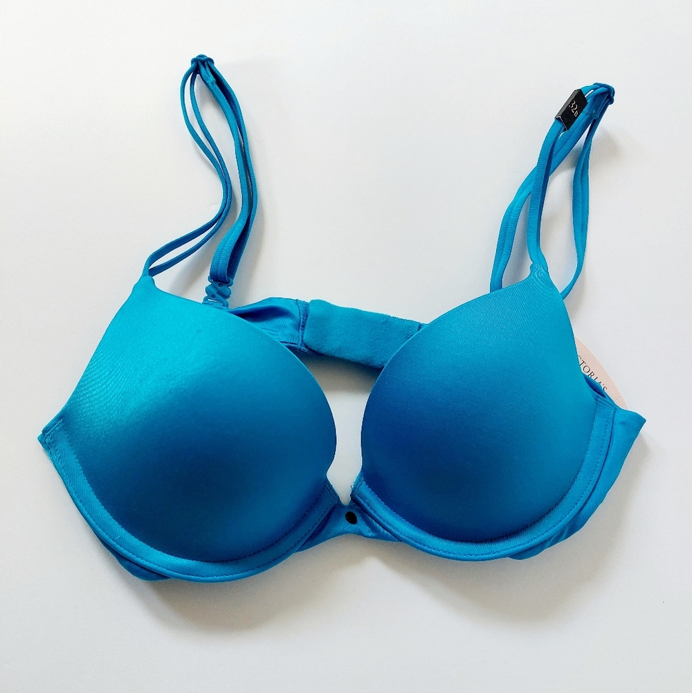 NWT Blue/Teal/Aqua Victoria‎ Secret Very Sexy Padded Pushup Bra 32B style 110374